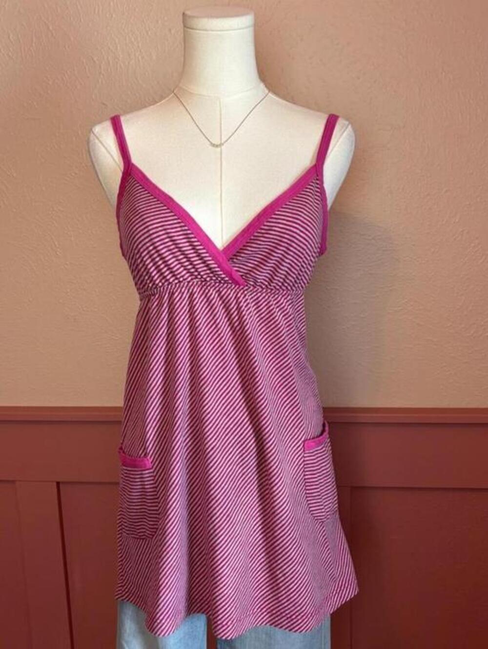 babydoll pink striped top  vintage forever 21 tag pink grey playground prep